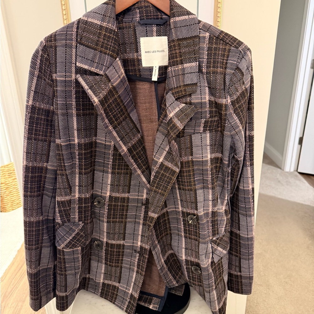 Akris Punto Women's Plaid Double-Breasted Blazer - Taupe & Black